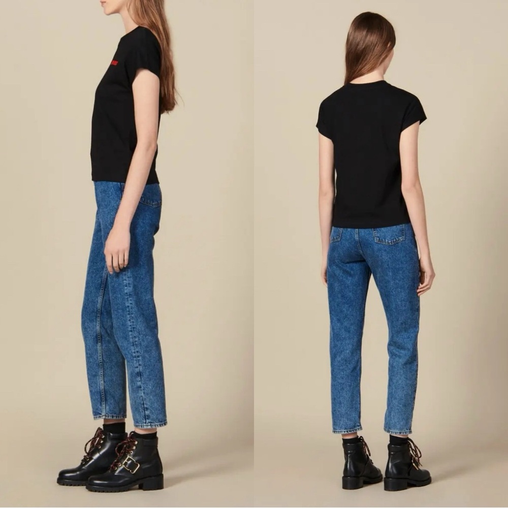 Sandro Thanks T-Shirt In Black Size 4 - Picture 3 of 12